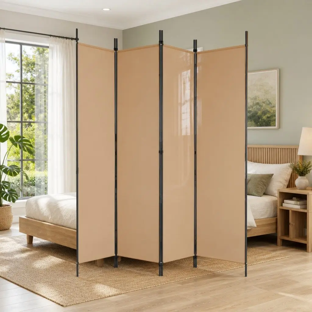 Room Divider Folding Privacy Screen 3 Panel Beige Indoor Home Office Bedroom