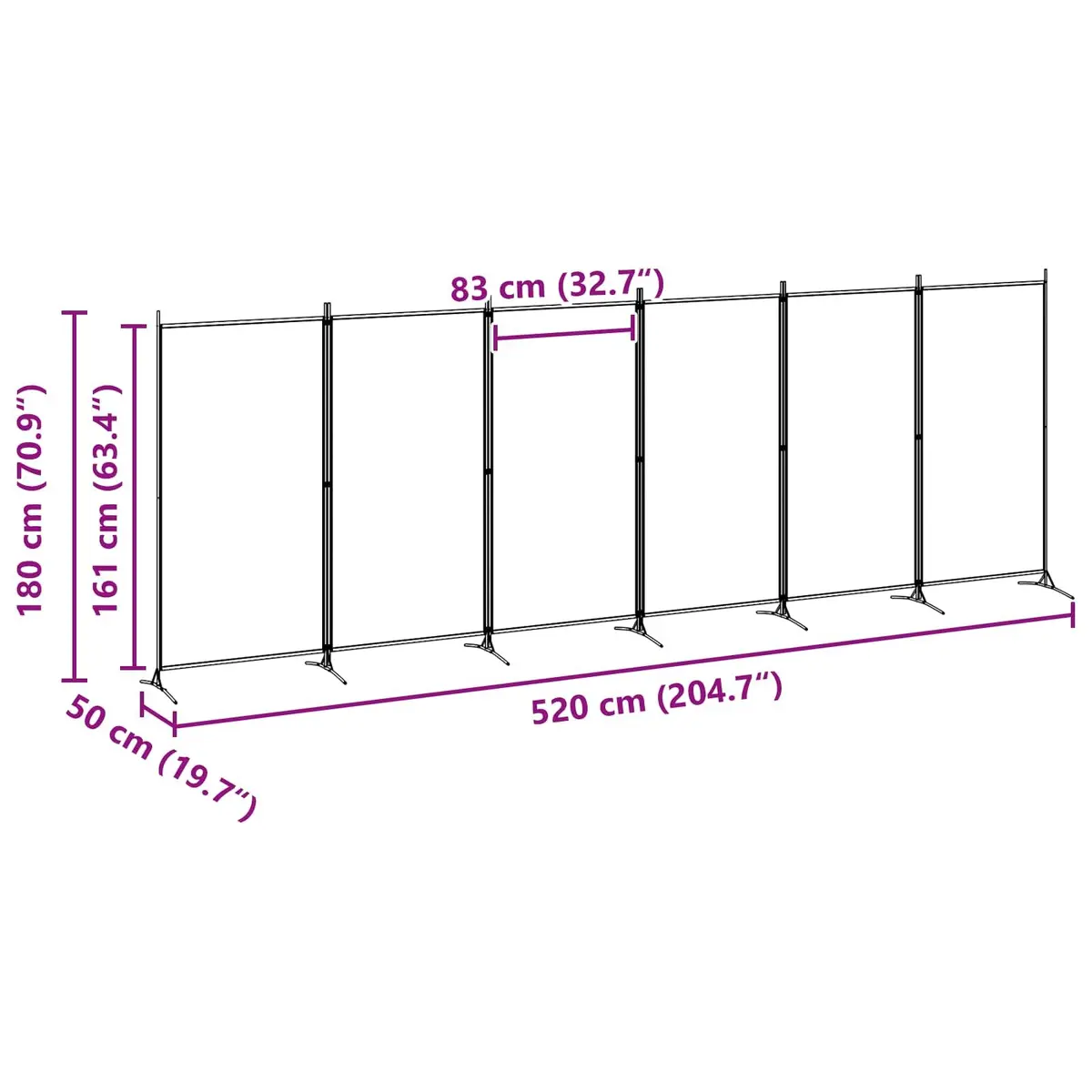 6-Panel Room Divider Folding Privacy Screen Indoor Beige