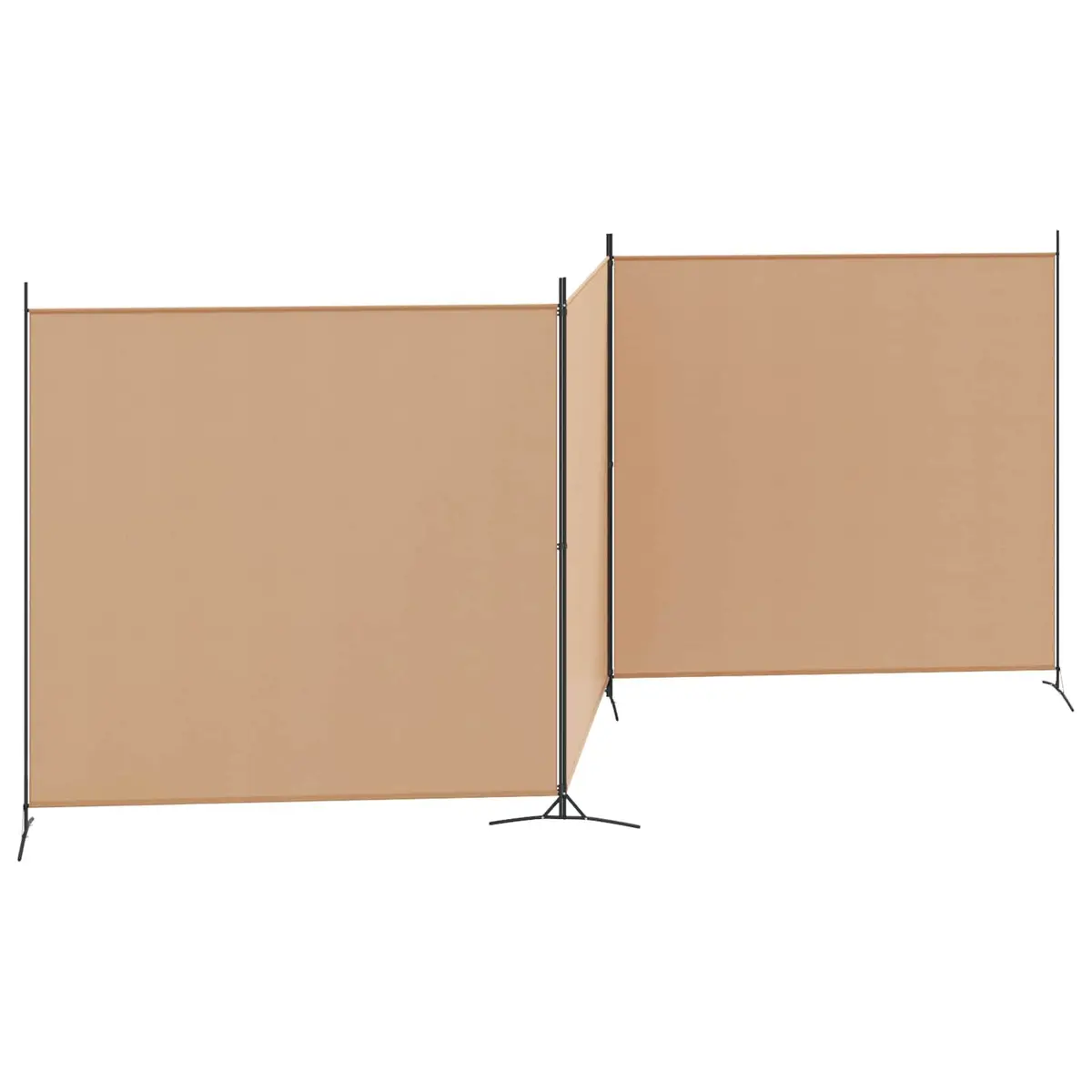 Room Divider 4-Panel Folding Screen Beige Fabric 525 x 180 cm