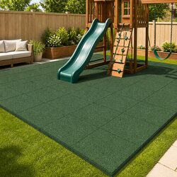 Outdoor Fall Protection Tiles 50 x 50 cm Garden Safety Flooring Rubber 6 Pack