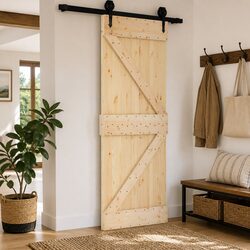 Solid Pine Wood Door 70 x 210 cm Interior Entrance Natural Minimalist Design