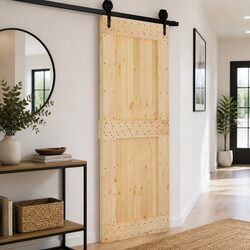 Solid Pine Wood Interior Door Natural 90x210cm Modern Minimalist Design Home