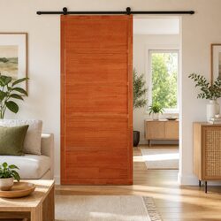 Barn Door Sliding 100 x 208 cm Solid Pine Wood Brown Rustic Interior Home