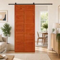 Solid Pine Barn Door Brown Sliding 100 x 2.5 x 208 cm Rustic Interior Design