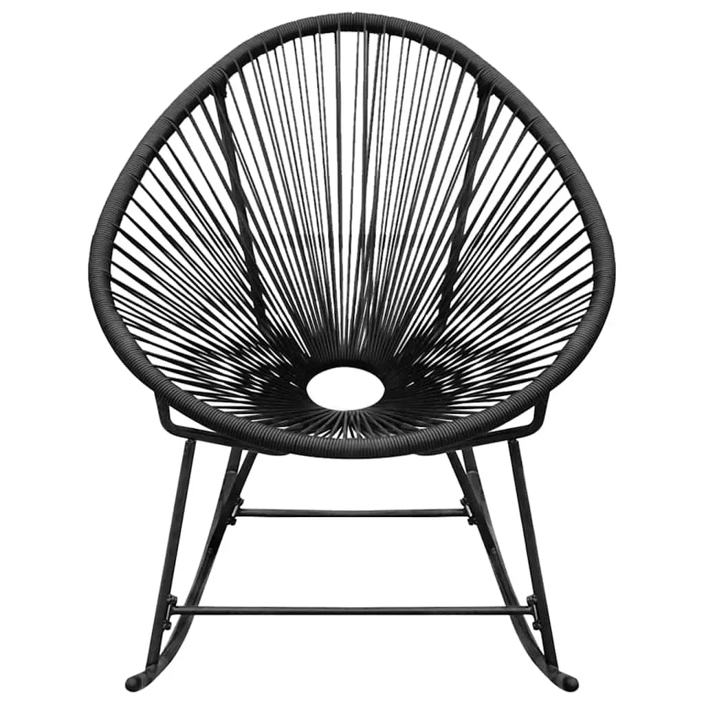 Outdoor Rocking Chair Weather-resistant PE Rattan Black Oval Patio Garden Furniture