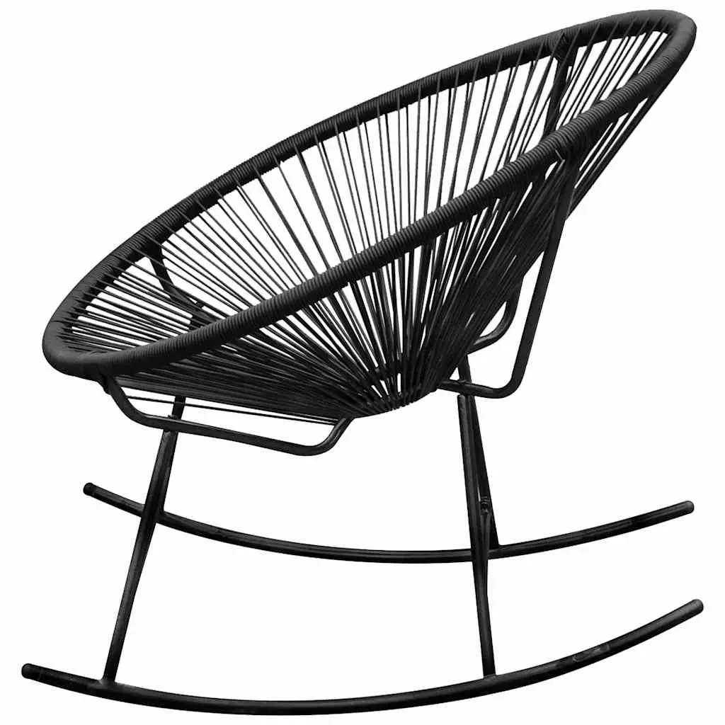 Outdoor Rocking Chair Weather-resistant PE Rattan Black Oval Patio Garden Furniture