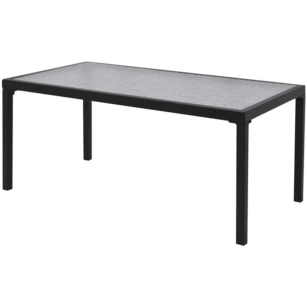 4 Piece Outdoor Garden Lounge Set Black Steel Frame Chairs Bench Coffee Table