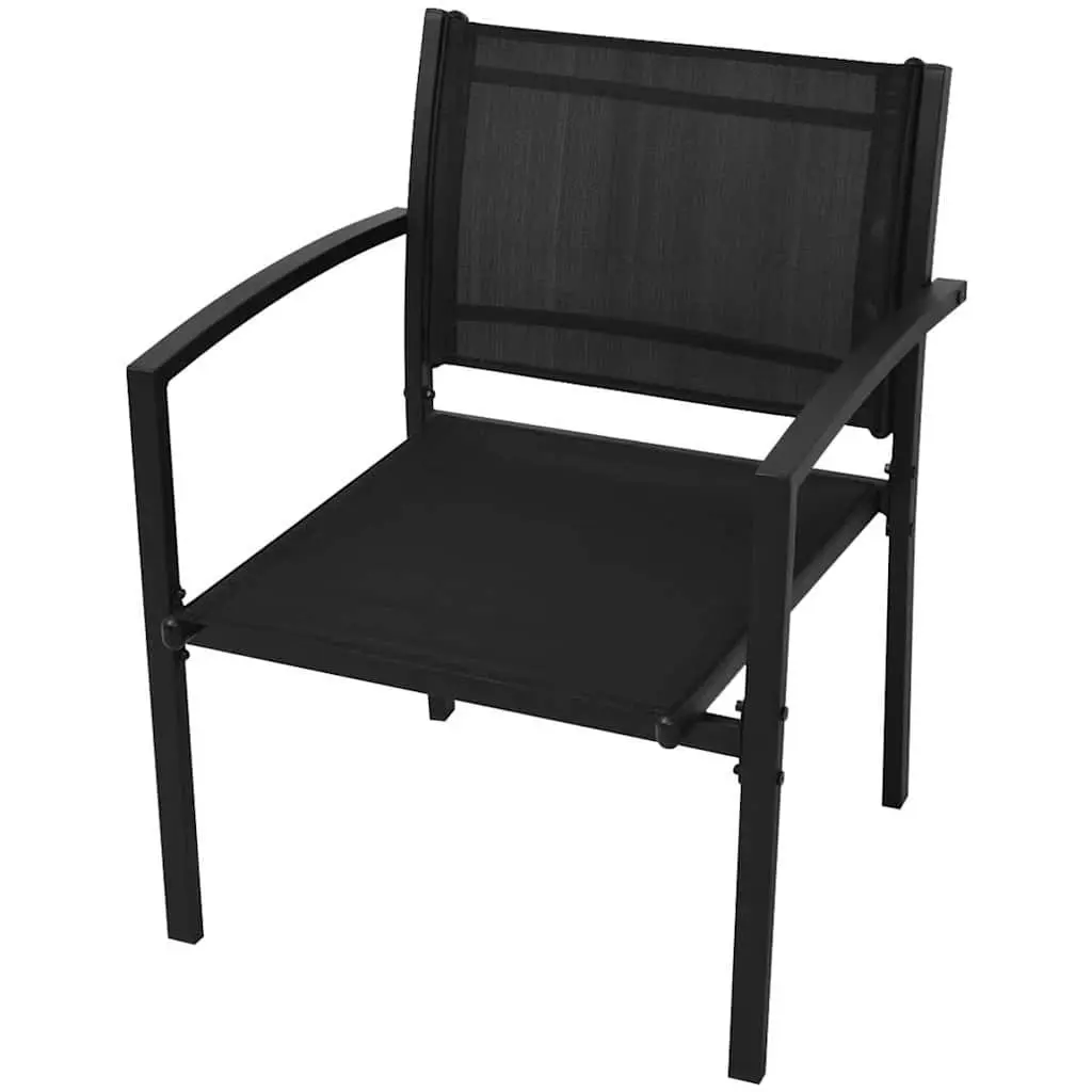 4 Piece Outdoor Garden Lounge Set Black Steel Frame Chairs Bench Coffee Table