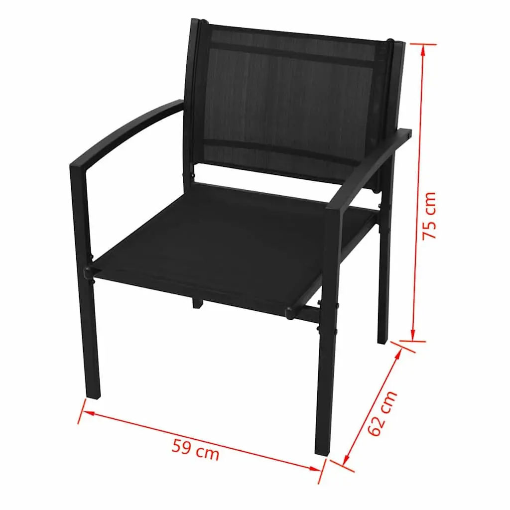 4 Piece Outdoor Garden Lounge Set Black Steel Frame Chairs Bench Coffee Table