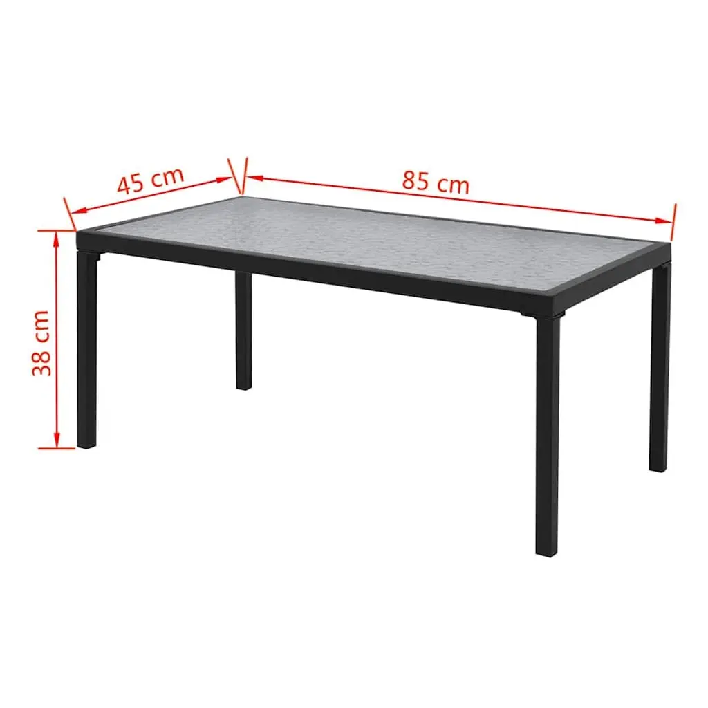 4 Piece Outdoor Garden Lounge Set Black Steel Frame Chairs Bench Coffee Table