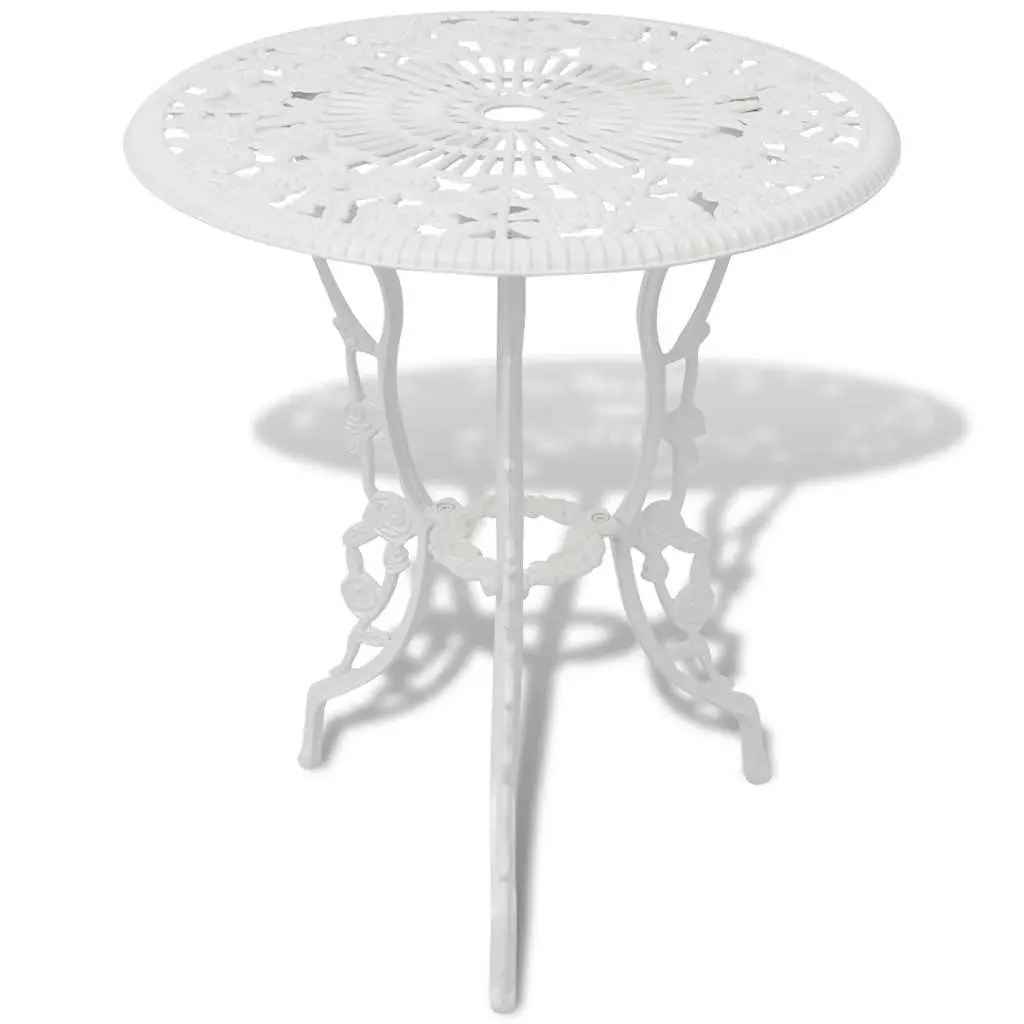 3 Piece Bistro Set Round Table 2 Chairs Garden Patio Outdoor Furniture White