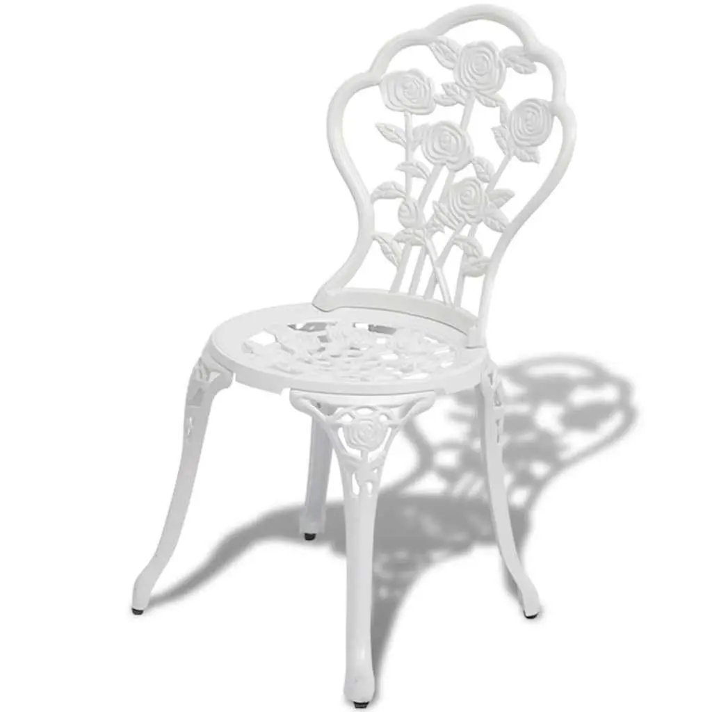 3 Piece Bistro Set Round Table 2 Chairs Garden Patio Outdoor Furniture White