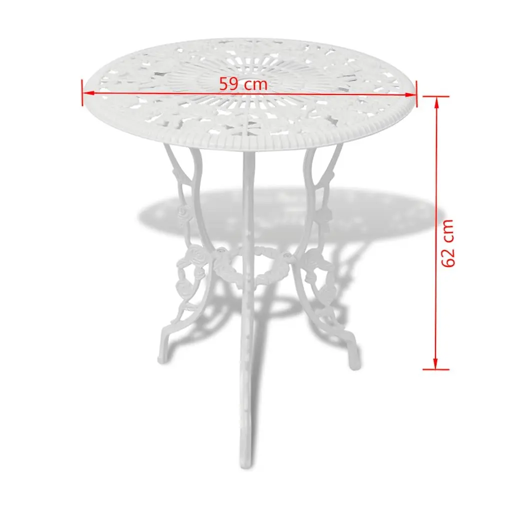 3 Piece Bistro Set Round Table 2 Chairs Garden Patio Outdoor Furniture White