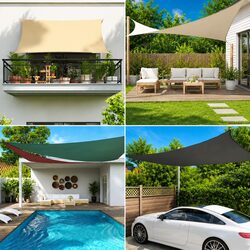 Rectangular Sunshade Sail 4x6m Outdoor Garden Terrace Patio Shade Cloth Cream