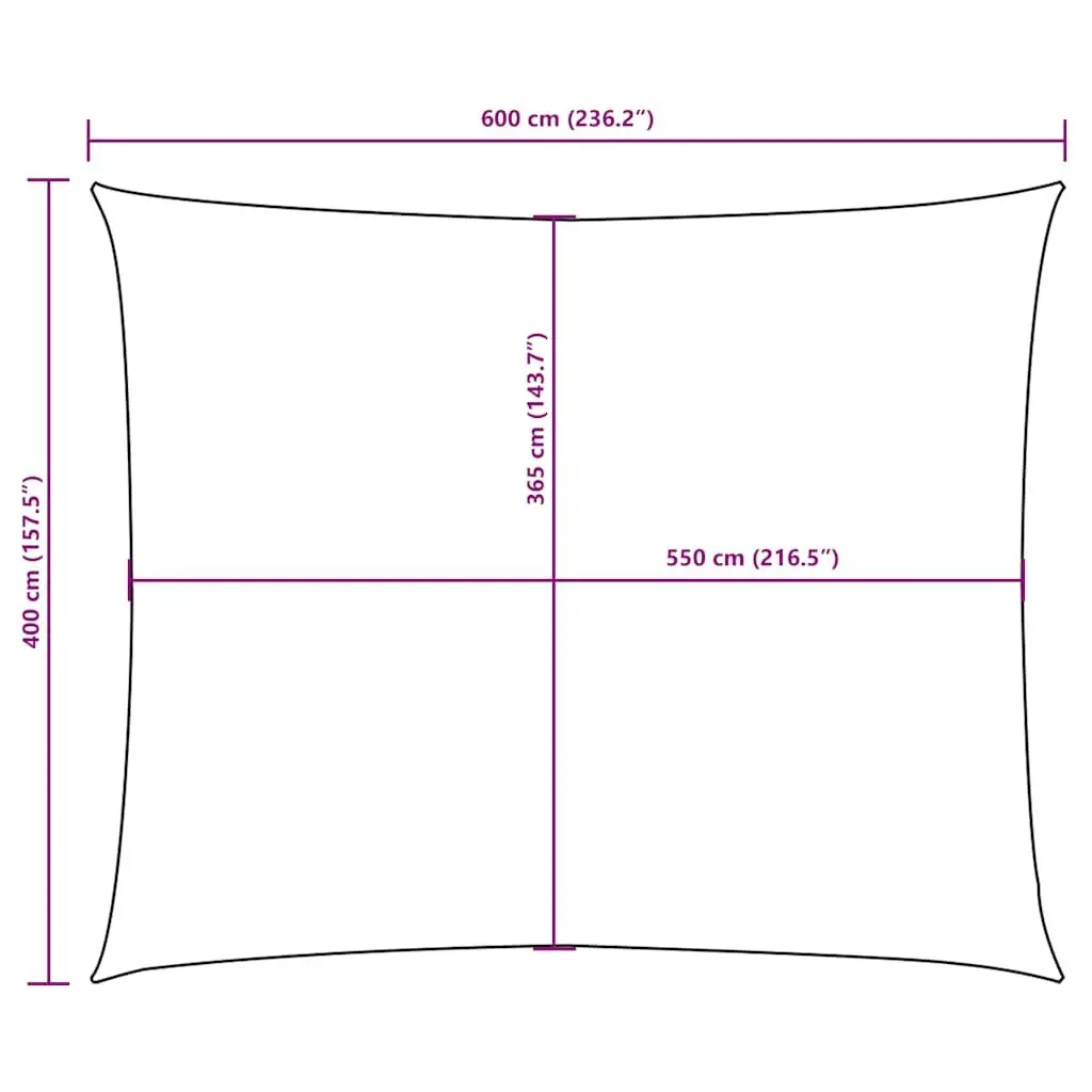 Rectangular Sunshade Sail UV Protection 4x6 m Anthracite PU Coated Oxford Fabric