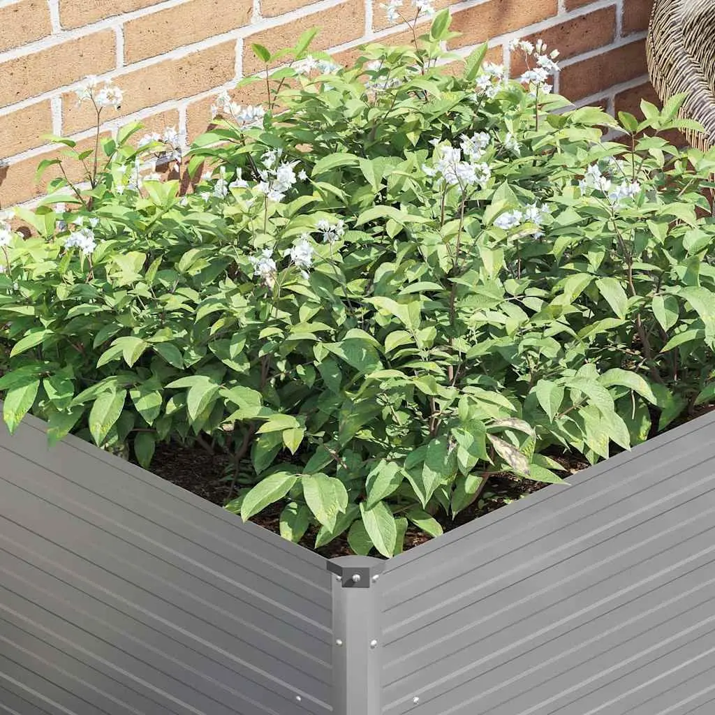 Raised Garden Bed Galvanised Steel Planter 100x100x77 cm Grey