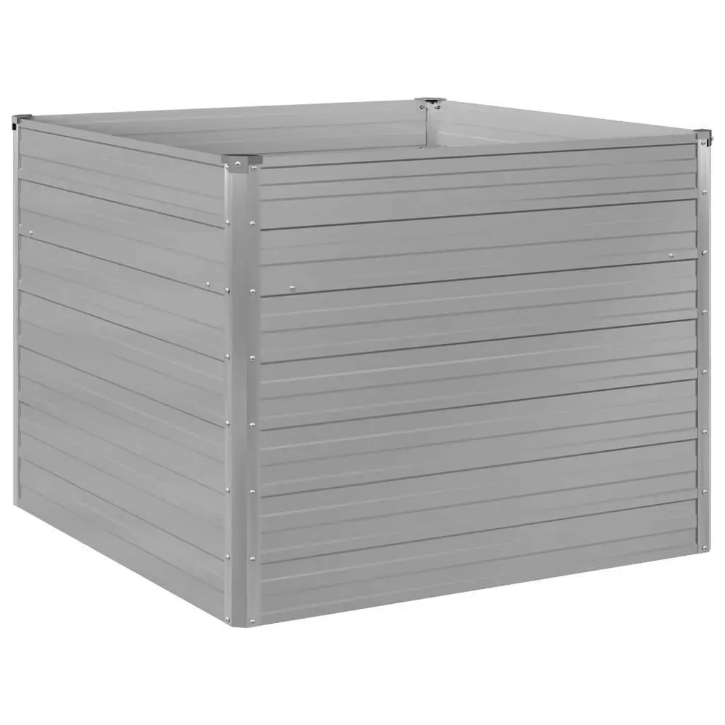 Raised Garden Bed Galvanised Steel Planter 100x100x77 cm Grey