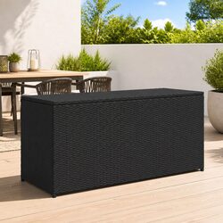 Garden Storage Box Black Outdoor Patio Rattan Chest Waterproof Furniture Deck