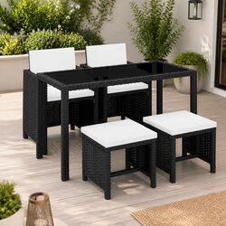 Outdoor Dining Set 5 Piece Poly Rattan Garden Furniture Patio Table Chairs