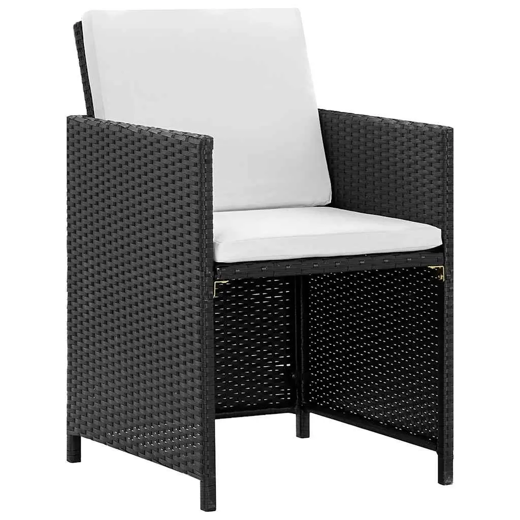 Outdoor Dining Set 11 Piece Poly Rattan Garden Furniture with Cushions Black