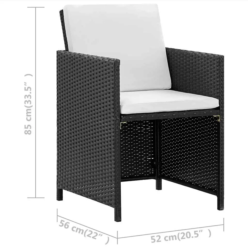 Outdoor Dining Set 11 Piece Poly Rattan Garden Furniture with Cushions Black