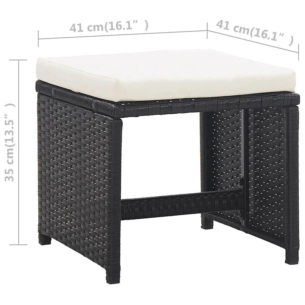 Outdoor Dining Set 11 Piece Poly Rattan Garden Furniture with Cushions Black