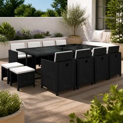 Outdoor Dining Set 13 Piece Poly Rattan Garden Furniture Table Chairs Stools