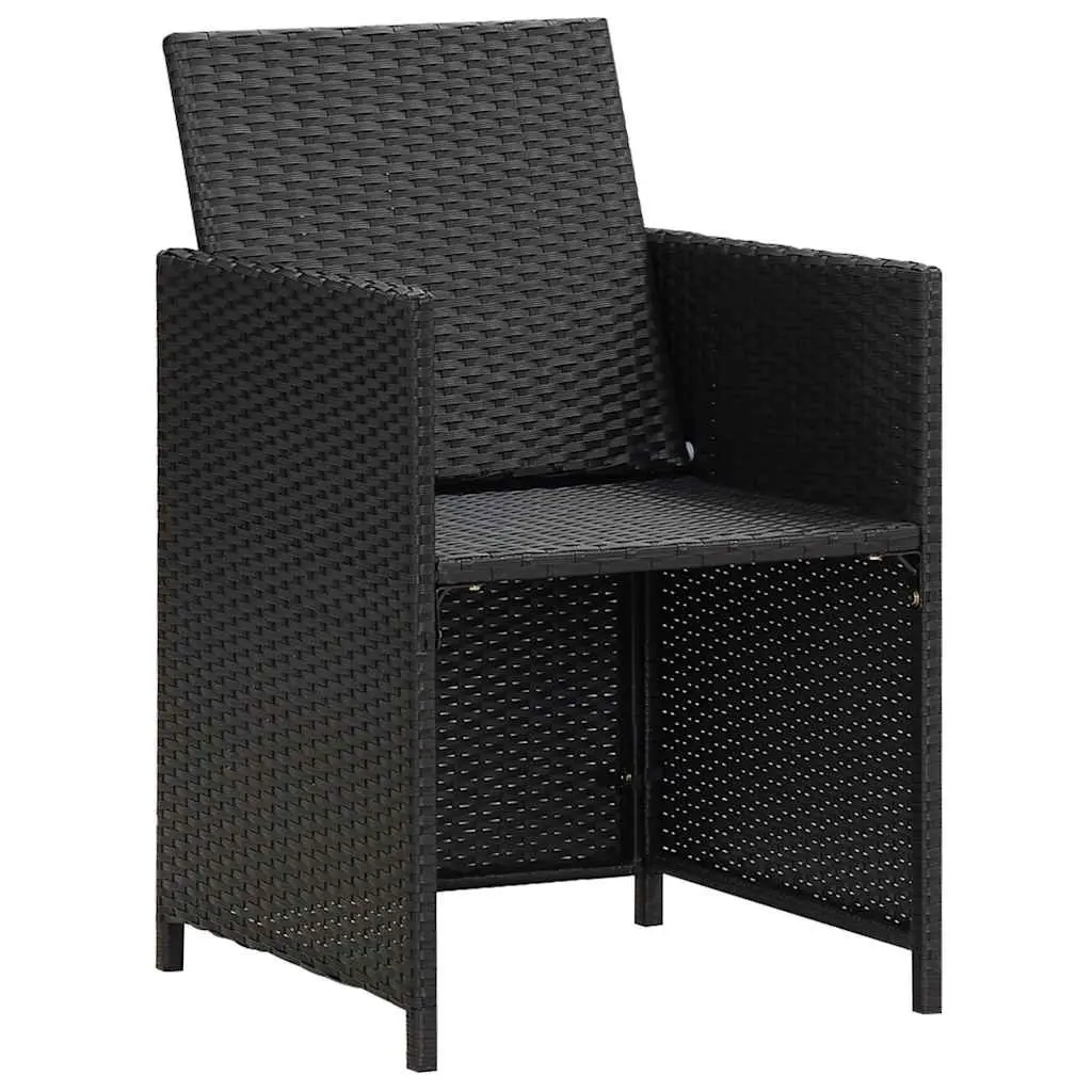 Outdoor Dining Chairs 2 Pcs Poly Rattan Black with Cushions Pillows Garden Patio