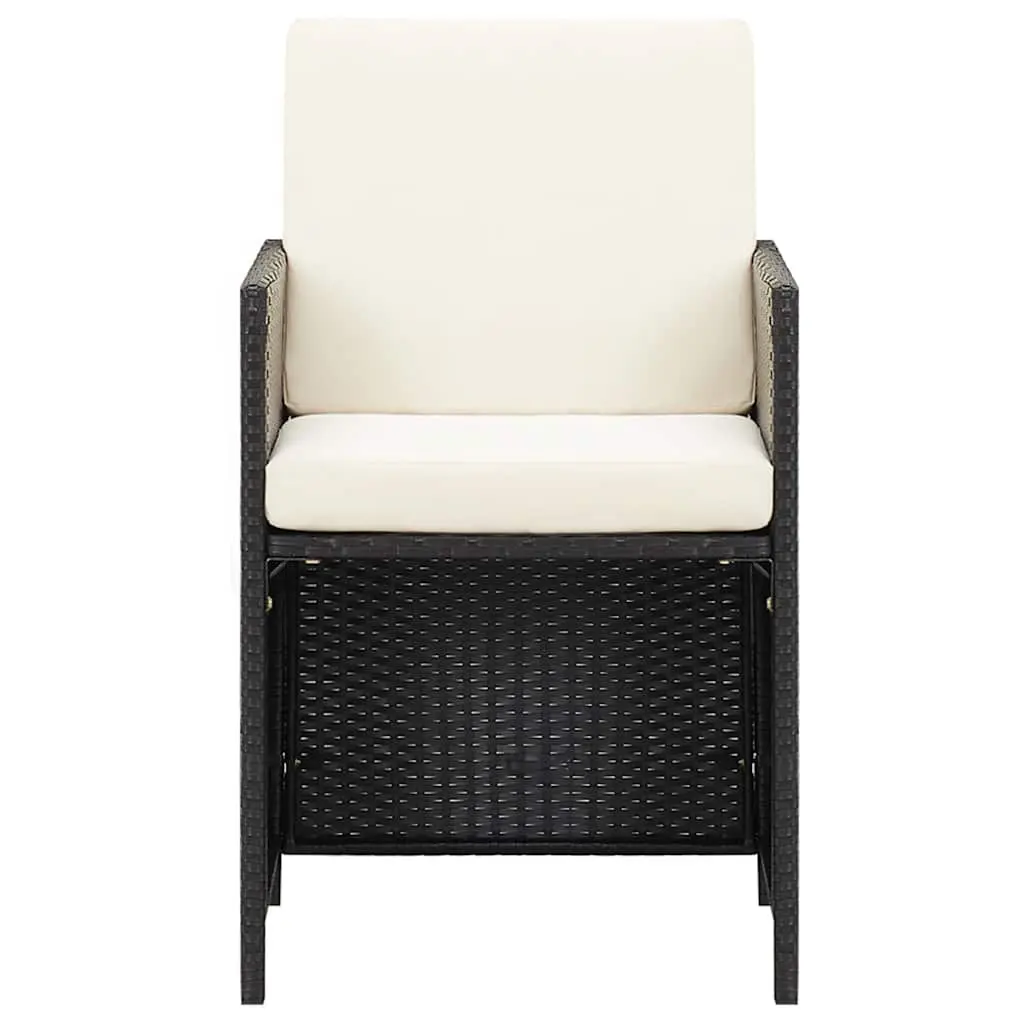 Outdoor Dining Chairs 2 Pcs Poly Rattan Black with Cushions Pillows Garden Patio