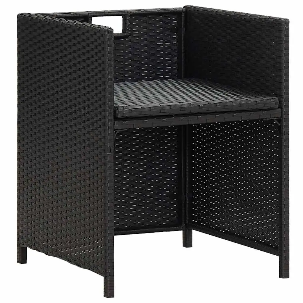 Outdoor Dining Chairs 2 Pcs Poly Rattan Black with Cushions Pillows Garden Patio