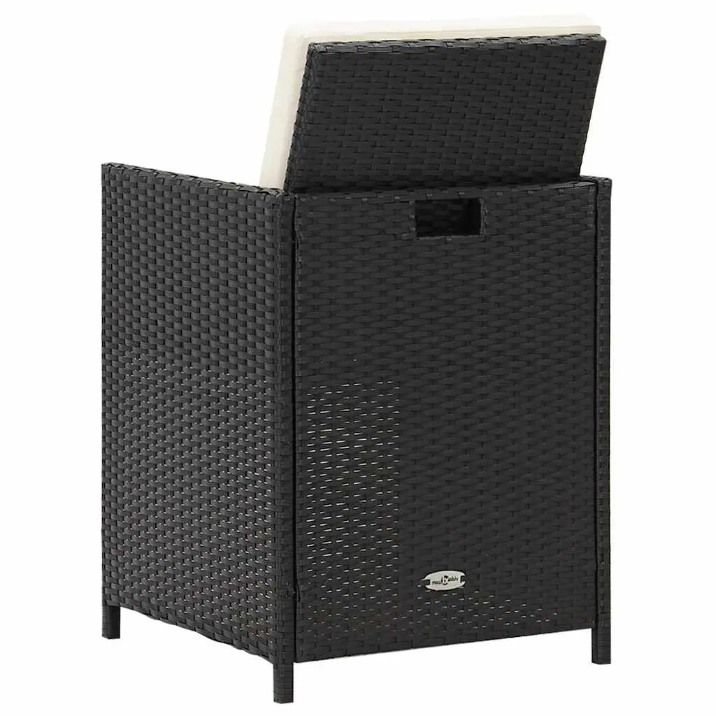 Outdoor Dining Chairs 2 Pcs Poly Rattan Black with Cushions Pillows Garden Patio