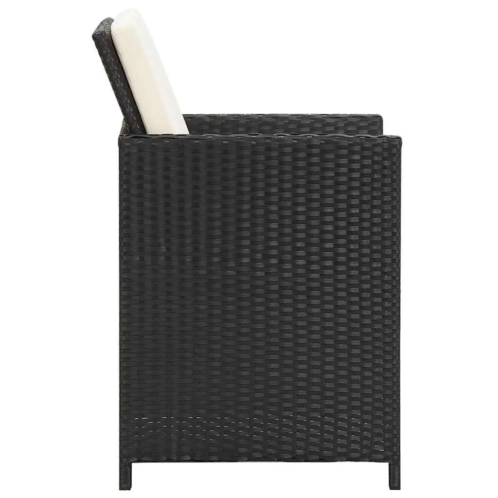 Outdoor Dining Chairs 2 Pcs Poly Rattan Black with Cushions Pillows Garden Patio