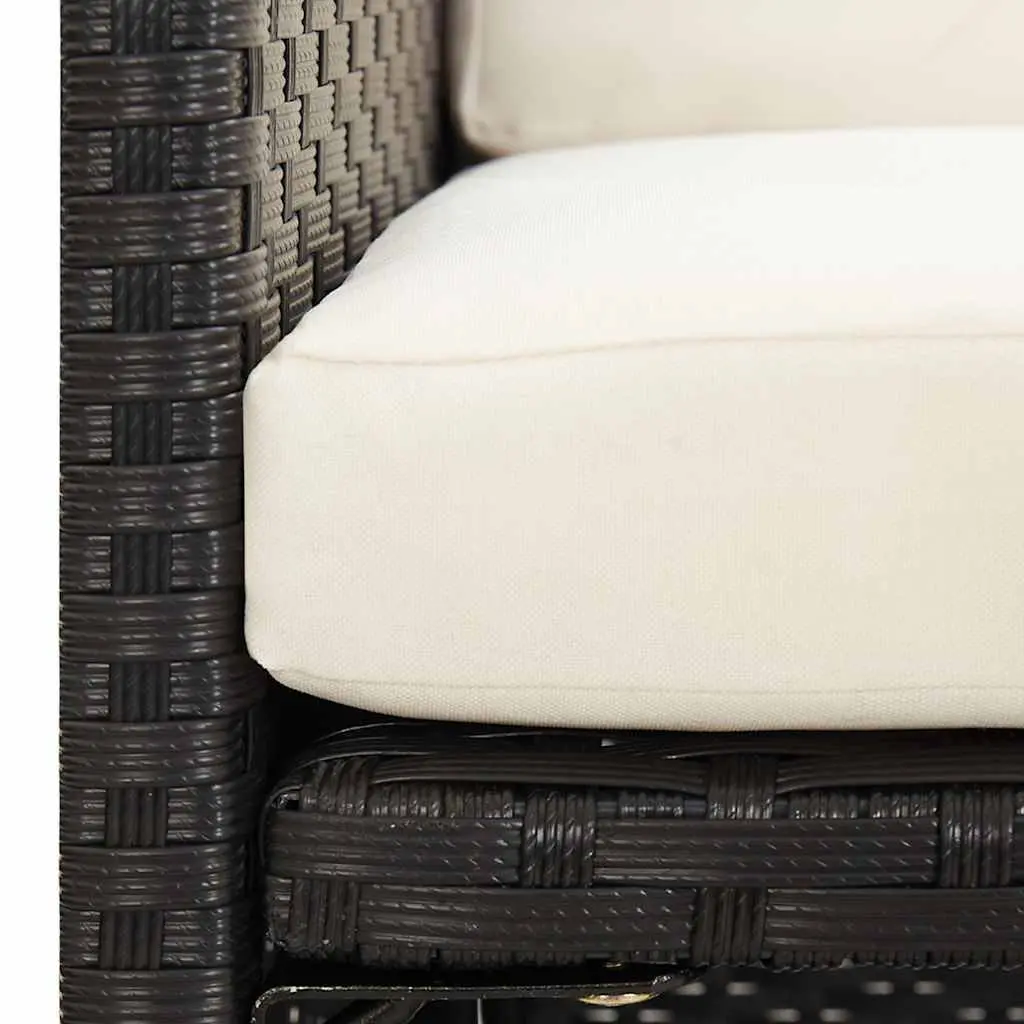Outdoor Dining Chairs 2 Pcs Poly Rattan Black with Cushions Pillows Garden Patio
