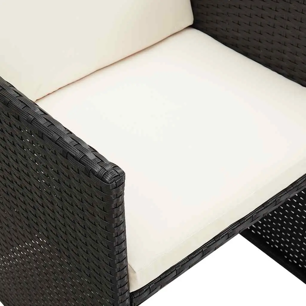 Outdoor Dining Chairs 2 Pcs Poly Rattan Black with Cushions Pillows Garden Patio