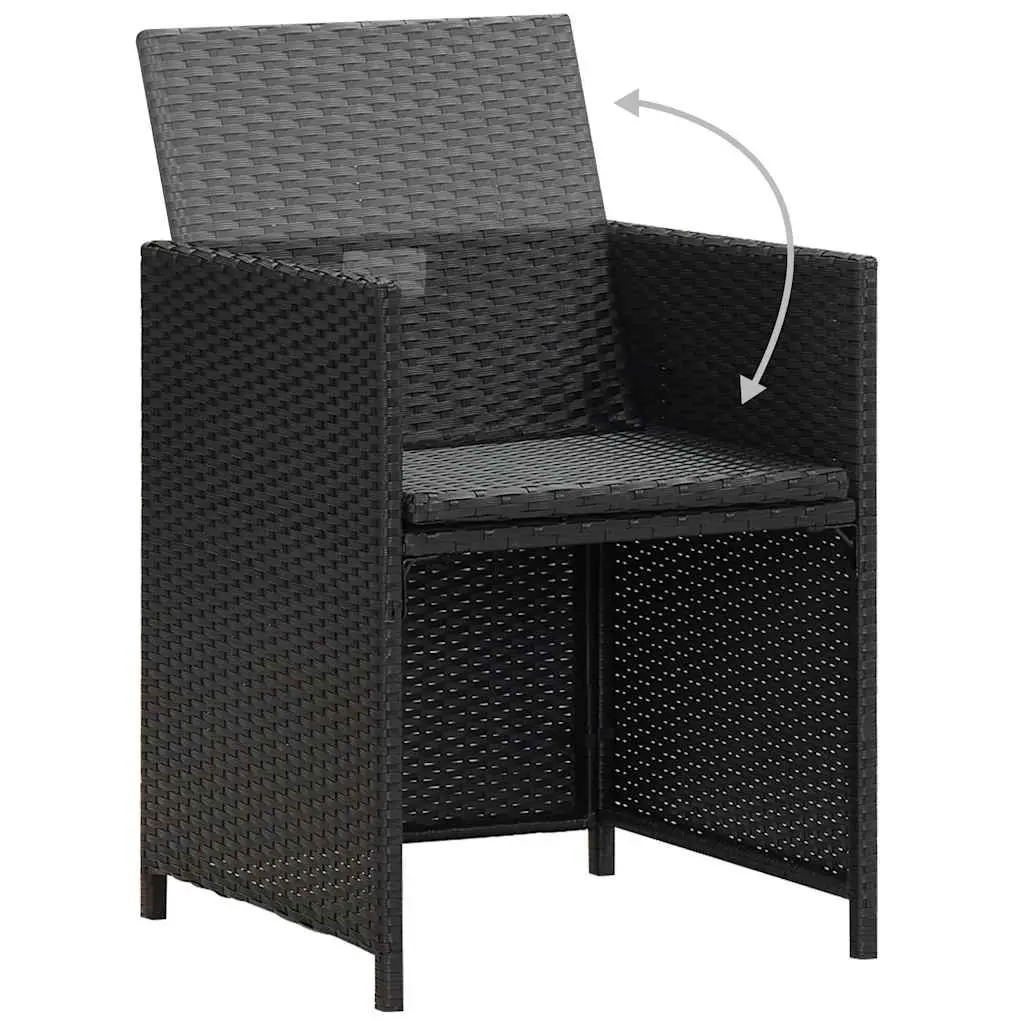 Outdoor Dining Chairs 2 Pcs Poly Rattan Black with Cushions Pillows Garden Patio