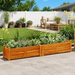 Garden Raised Bed Wooden Planter Box Outdoor Vegetable Flowers Herbs 150x30x25cm
