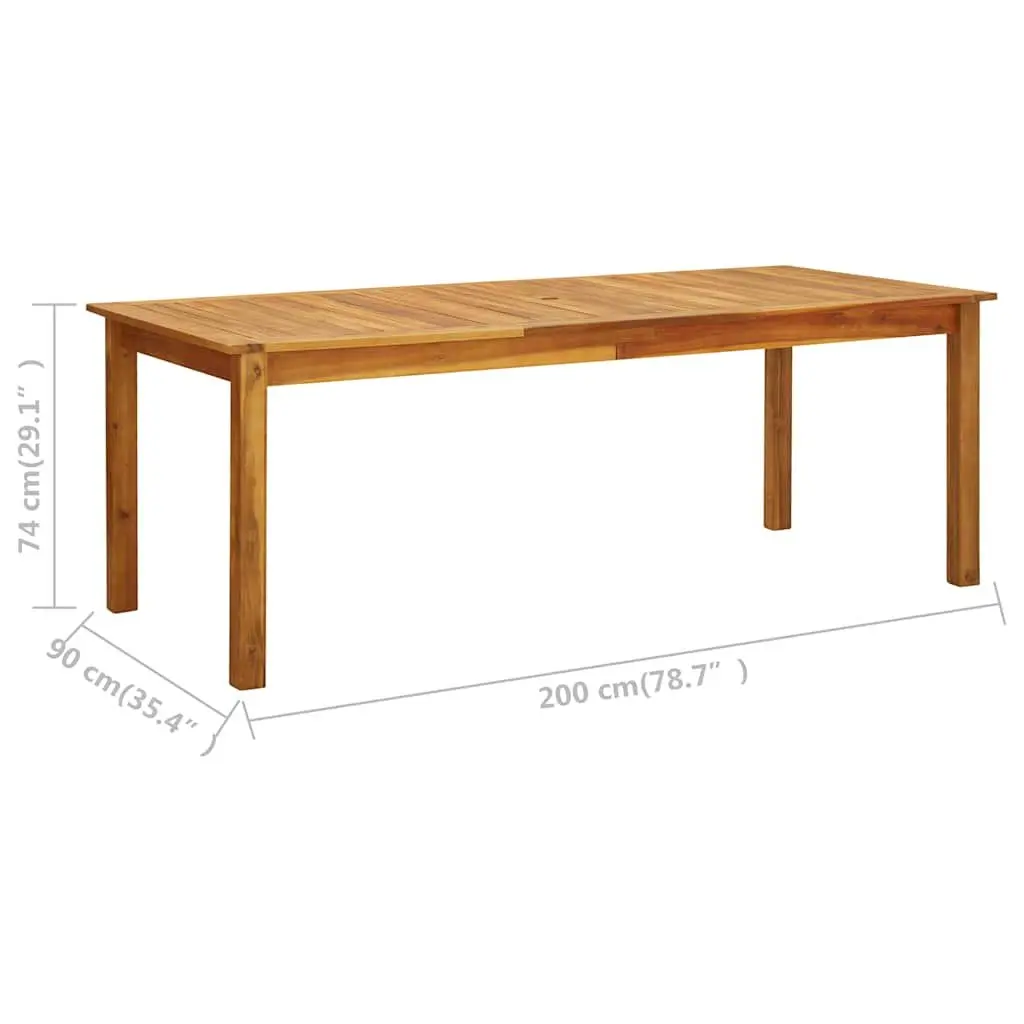Garden Table Solid Acacia Wood Outdoor Dining Furniture 200x90x74 cm Brown