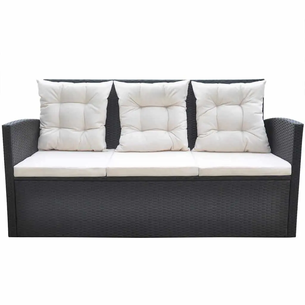 Outdoor Dining Set 6 Piece Weather Resistant Poly Rattan Garden Furniture Patio Table Sofa Chair Black