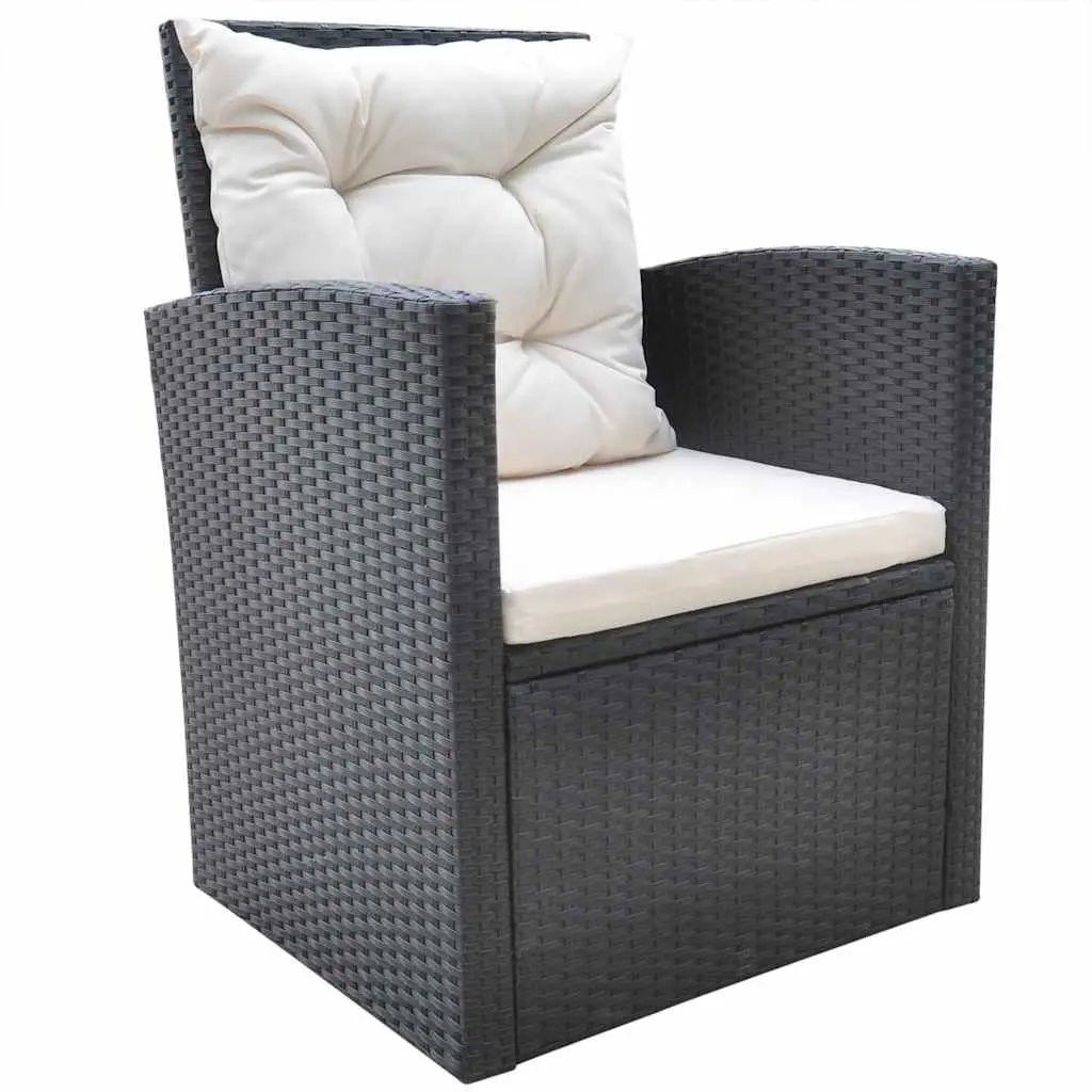 Outdoor Dining Set 6 Piece Weather Resistant Poly Rattan Garden Furniture Patio Table Sofa Chair Black