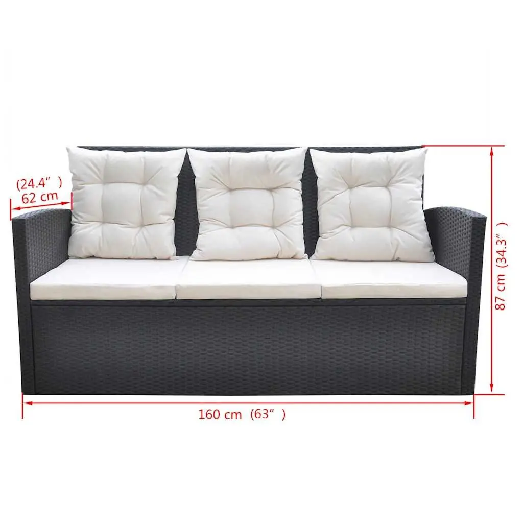 Outdoor Dining Set 6 Piece Weather Resistant Poly Rattan Garden Furniture Patio Table Sofa Chair Black