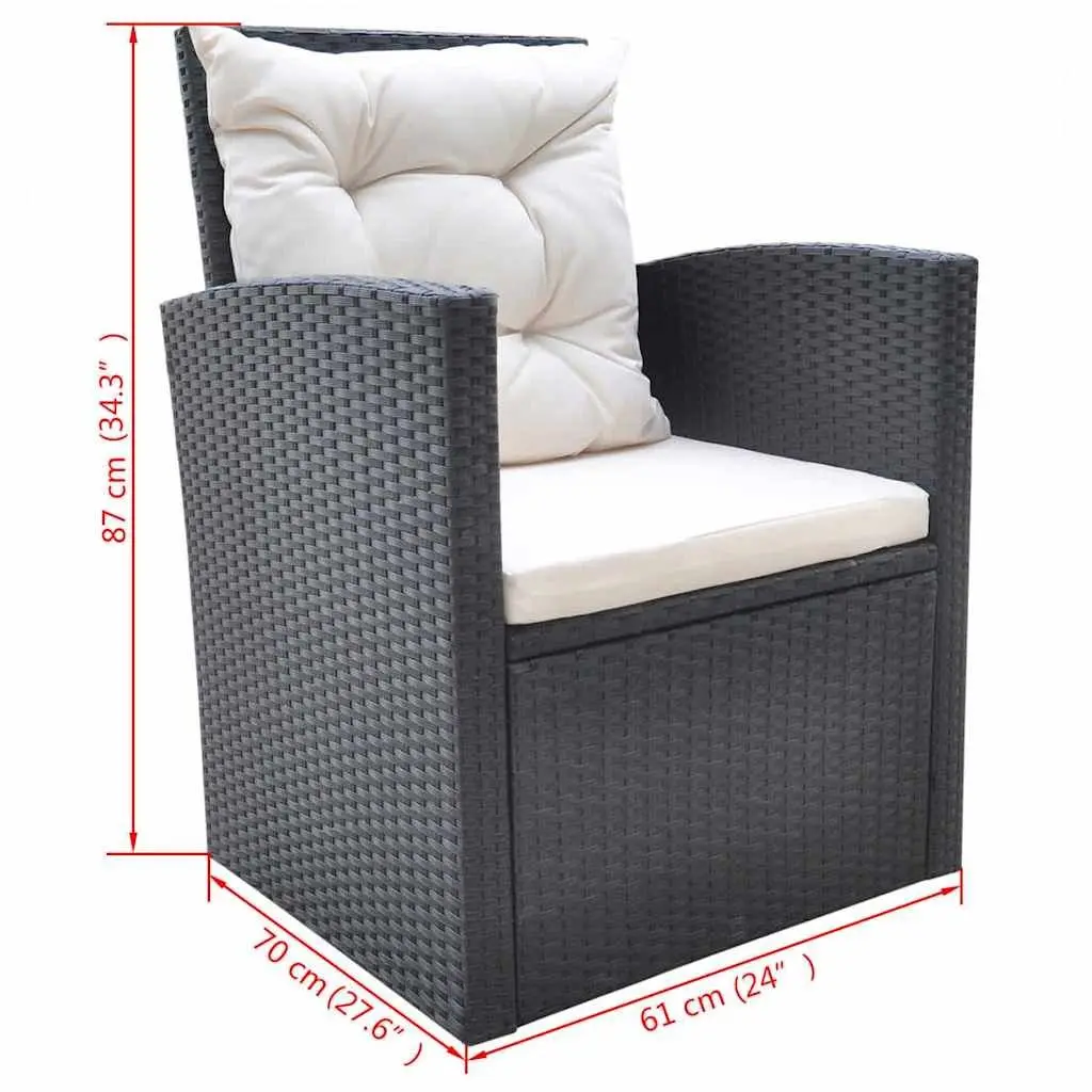 Outdoor Dining Set 6 Piece Weather Resistant Poly Rattan Garden Furniture Patio Table Sofa Chair Black