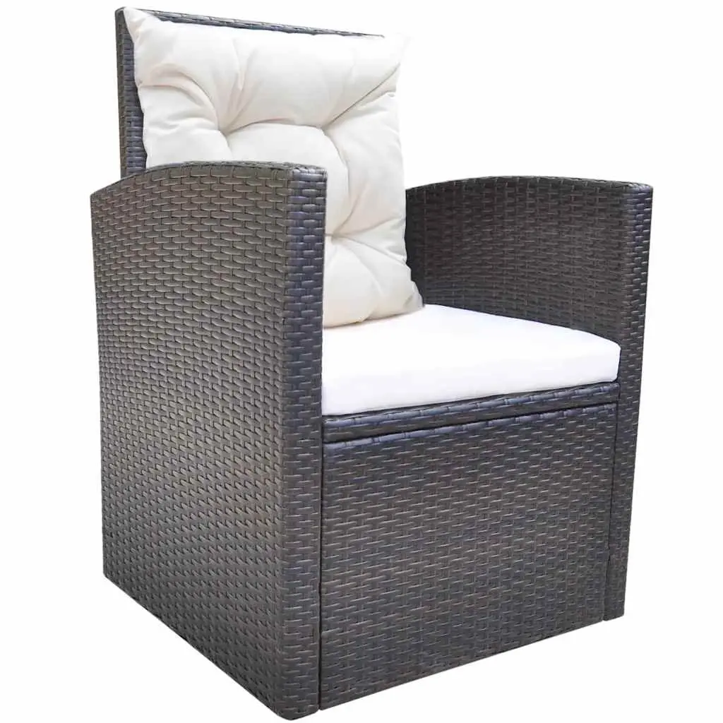Outdoor Dining Set 6 Piece Rattan Furniture Garden Patio Brown with Cushions