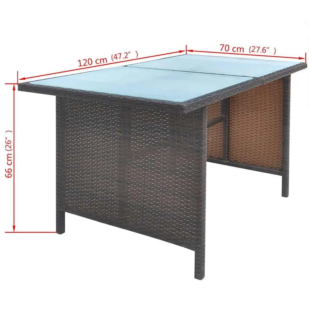 Outdoor Dining Set 6 Piece Rattan Furniture Garden Patio Brown with Cushions