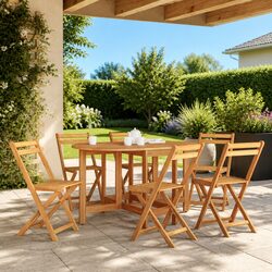 Outdoor Dining Table Drop Leaf Garden Patio Furniture Brown Wood Folding Design