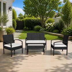 Garden Lounge Set 4 Piece Outdoor Sofa Chairs Coffee Table Patio Furniture