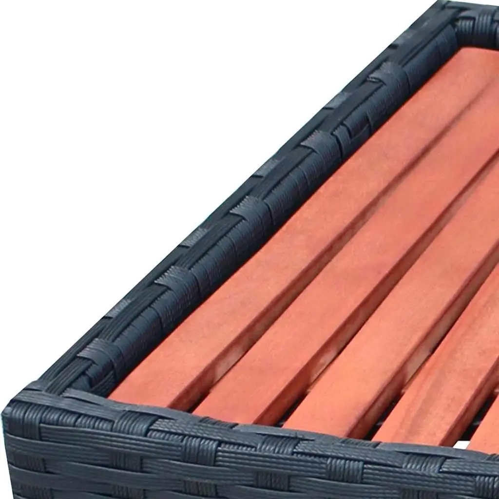 Spa Step Rattan Black 92x45x25cm Outdoor Hot Tub Access Ladder