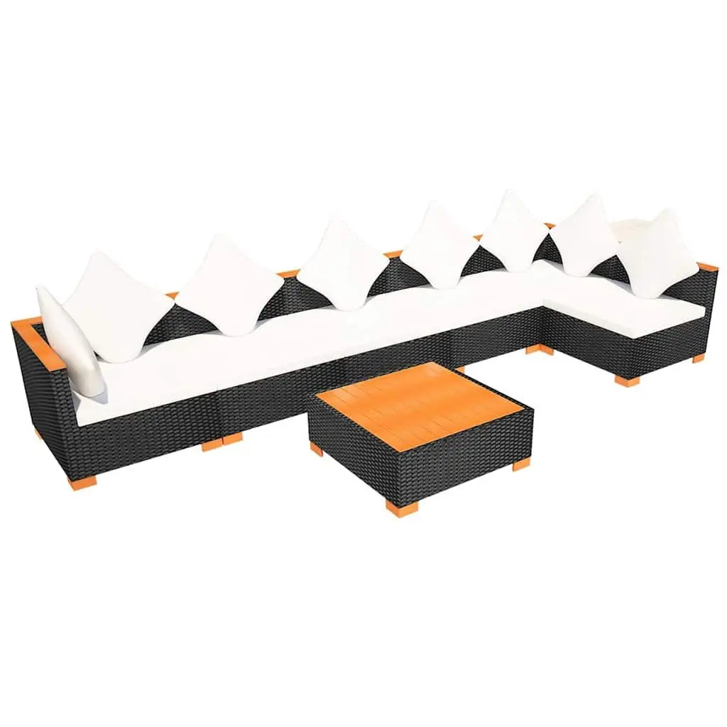 7 Piece Outdoor Garden Lounge Set Poly Rattan Sofa Patio Furniture with Cushions