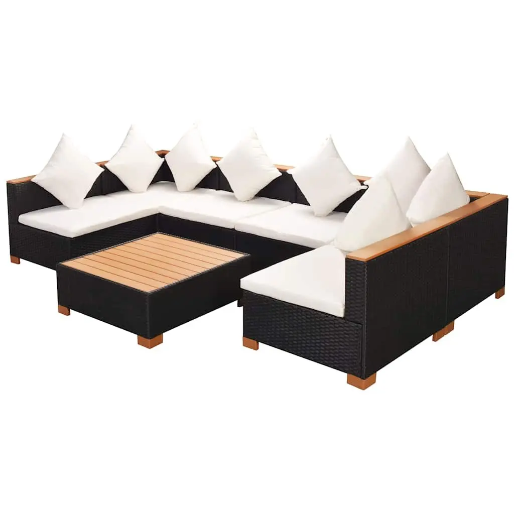 7 Piece Outdoor Garden Lounge Set Poly Rattan Sofa Patio Furniture with Cushions