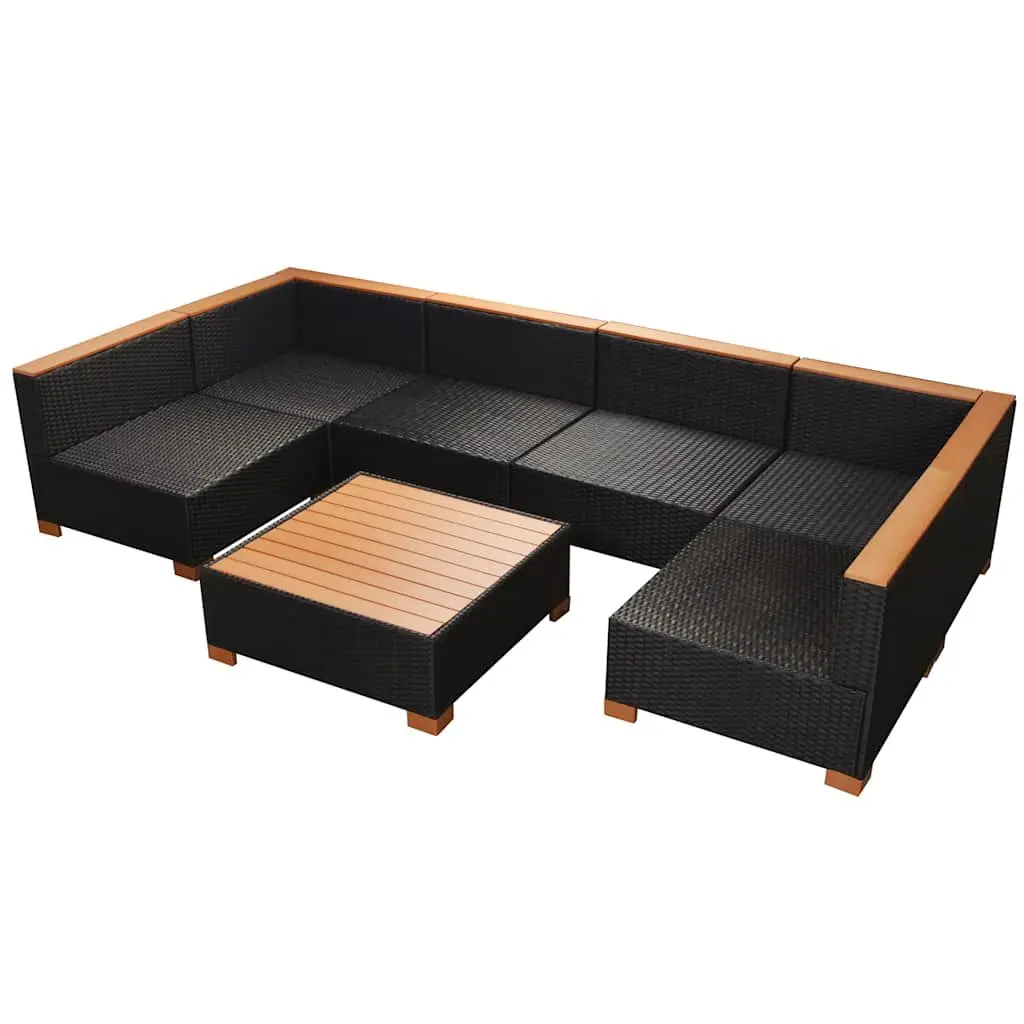 7 Piece Outdoor Garden Lounge Set Poly Rattan Sofa Patio Furniture with Cushions