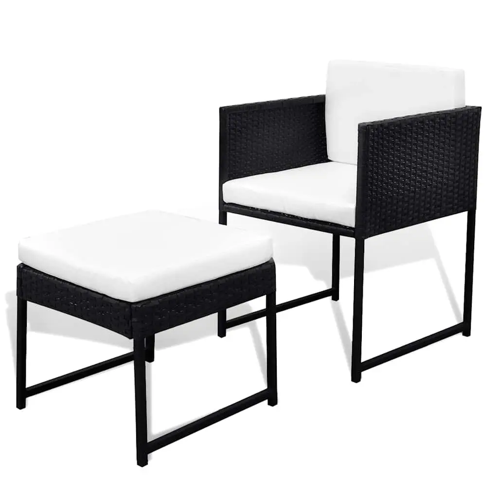 Outdoor Dining Set 9 Piece Rattan Garden Furniture Black PE Rattan Powder Coated Steel